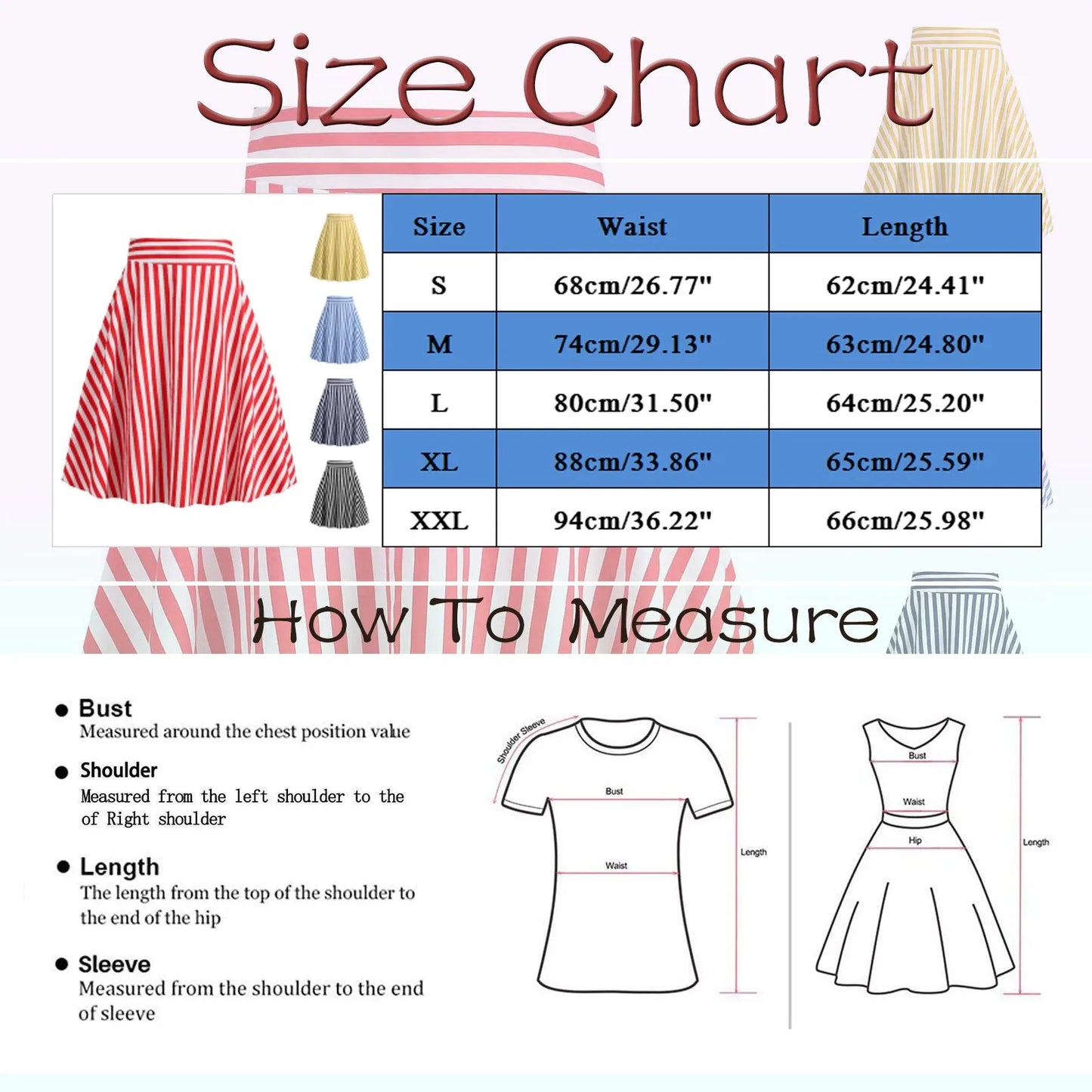 2025 Spring Summer Vintage Skirts Women Korean Fashion Striped Faldas Elegant Chic A-Line Swing Skirt Fashion Midi Skirts