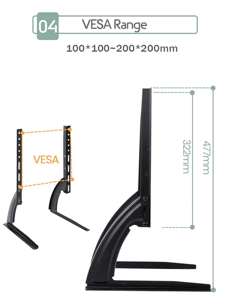 Beishi Universal Table Top TV Stand for 14 to 42 Inch LCD LED OLED TVs Sturdy Monitor Bracket for Flat and Curved Screens