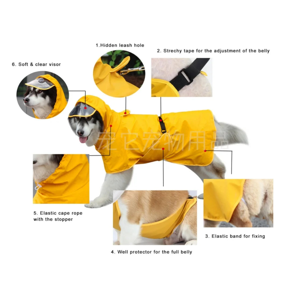 Teddy Cgi Golden Dog Clothes Egg Olk Man PU Waterproof Jacket Dog Raincoat Pet Supplies Waterproof Outdoor