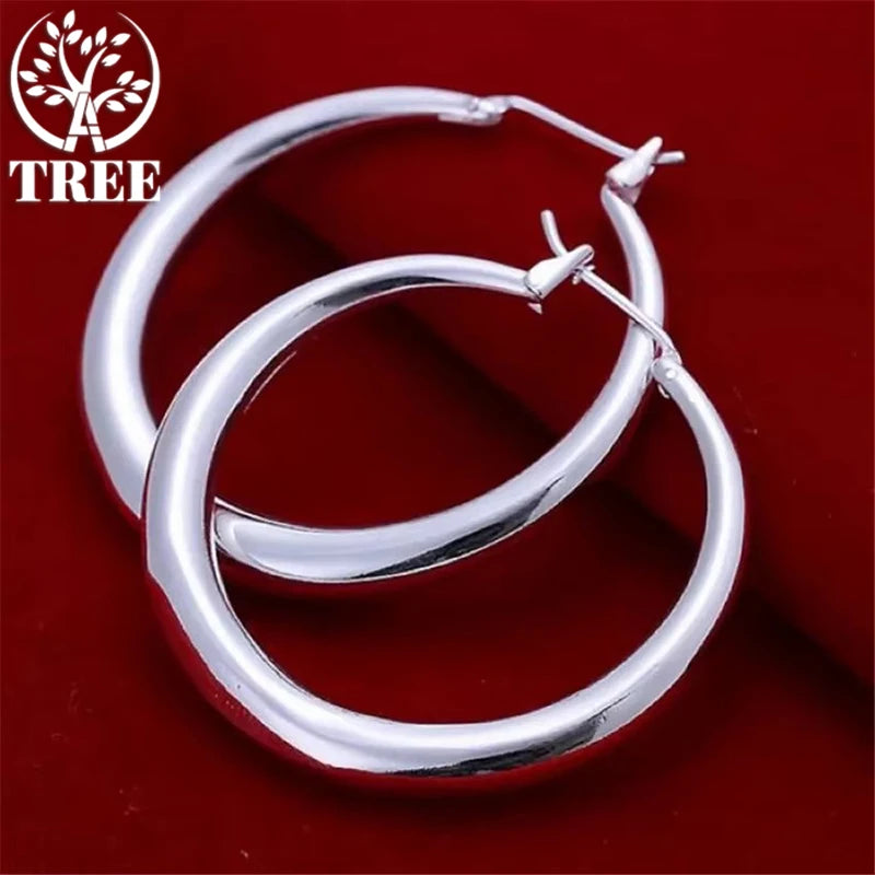 ALITREE 925 Sterling Silver 33mm Big Circle Hoop Earrings
