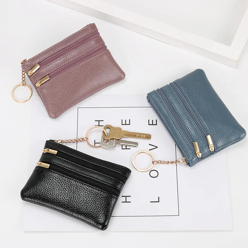 Zero Wallet Women's Short PU Leather Small Wallet Multifunctional Card Bag Soft Leather Key Bag Zipper Bag