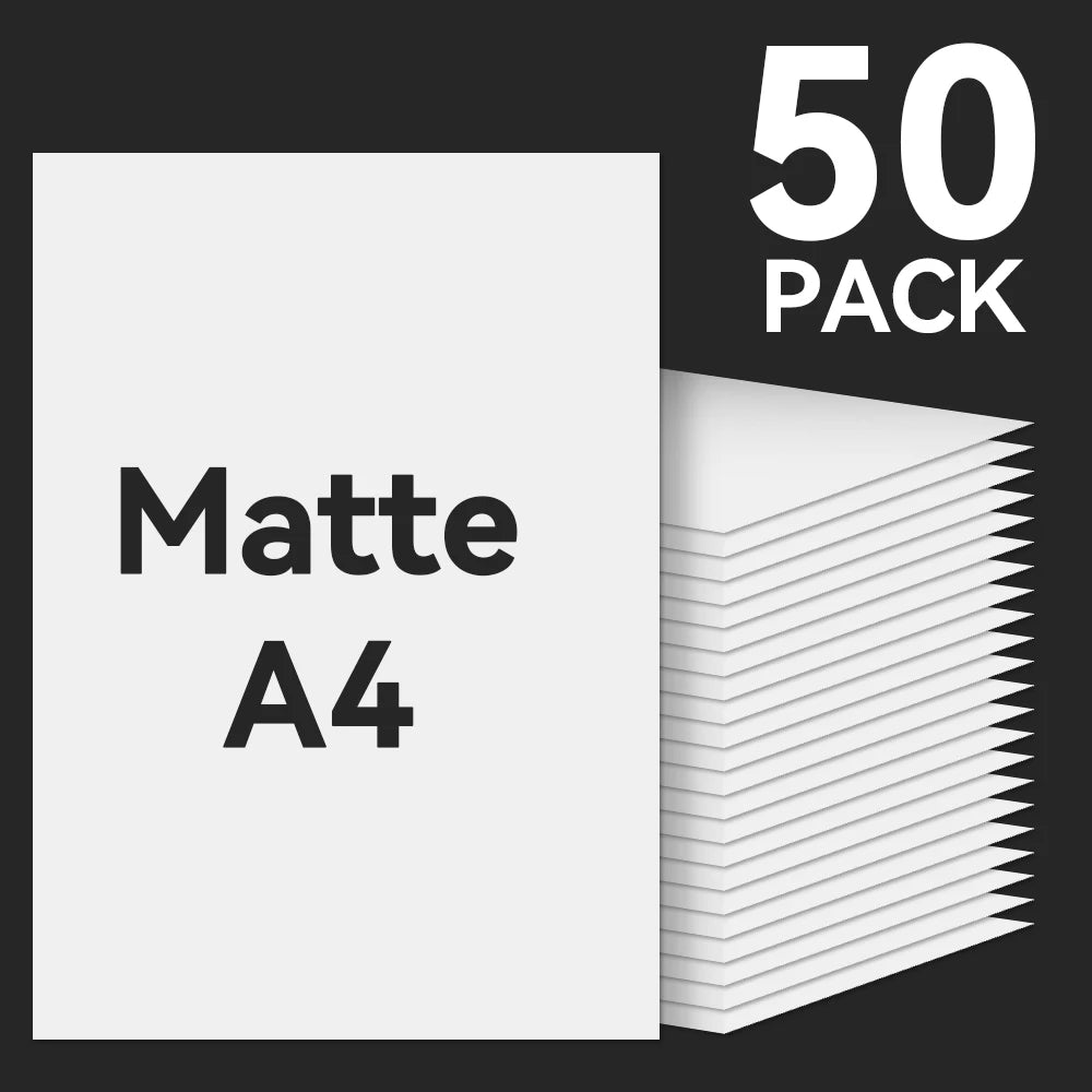 Matte Printable Vinyl Sticker Paper A4 30/50 Sheets Adhesive Waterproof DIY Label and Decal Paper for Inkjet Printers
