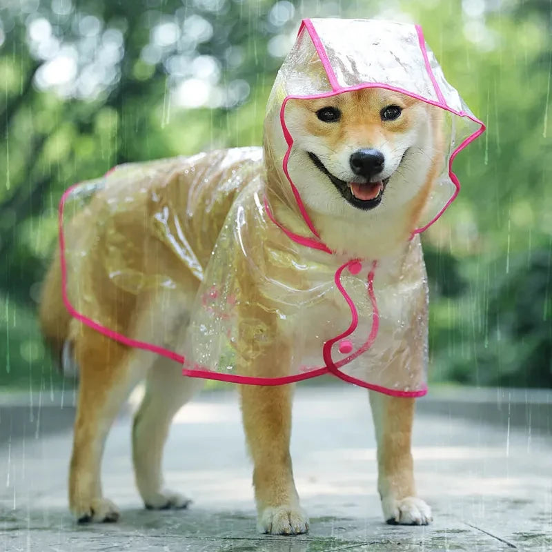 Transparent Pet Dog Puppy Raincoat Hooded Waterproof Jacket