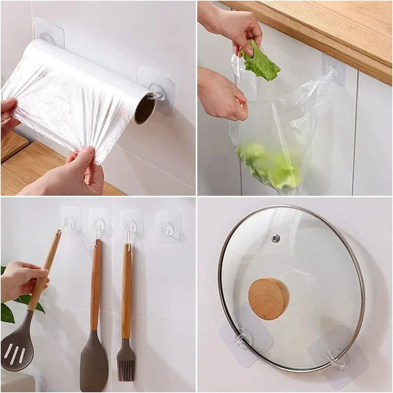 5/10/20Pcs Self-Adhesive Transparent Wall Hooks for Kitchen Bathroom Towel Key Rack