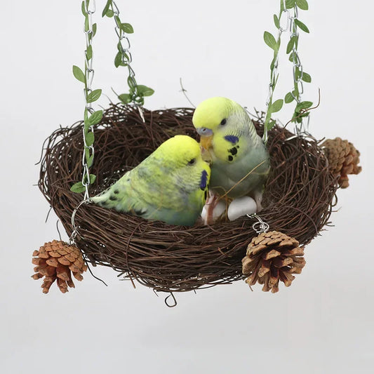 Rattan Round Rattan Bird Nest, Parrot Hanging Cages, Parrots, Pigeons Bedding, Rattan Weaving Bedding, Bird Play Toys