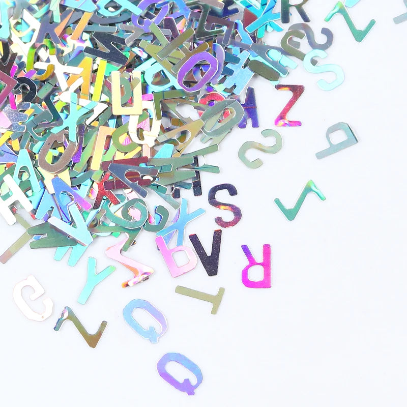 Holographic Glitter English Alphabet Flakes For DIY Resin