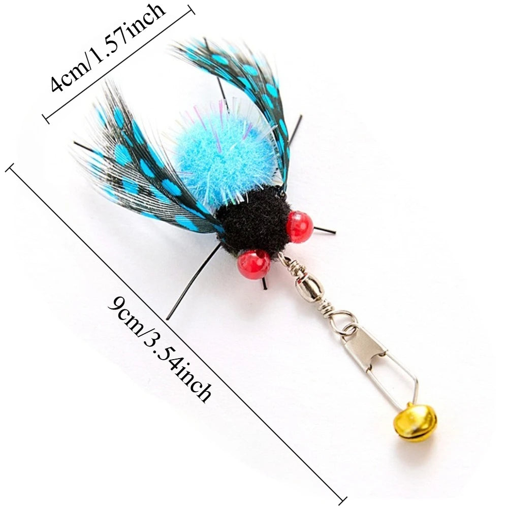 4pcs Simulated Insect Cat Teaser Stick For Changing Heads Cat Toy Interactive Feather Pet Toy