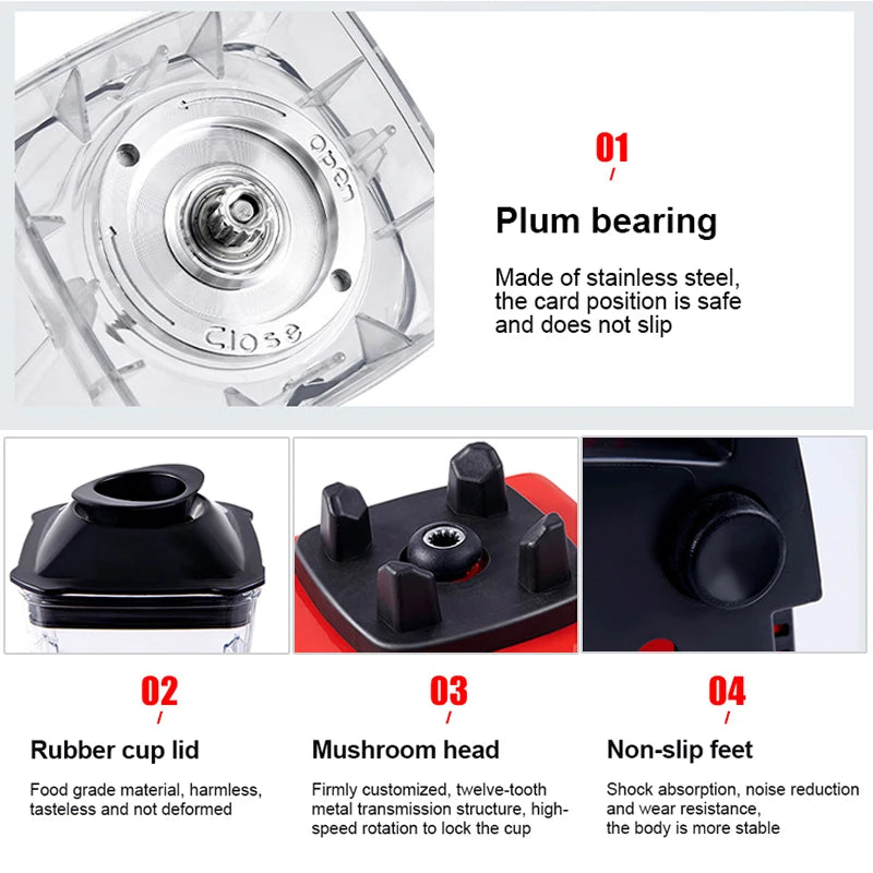 2000W Heavy Duty Commercial Blender – High Power Ice Smoothie Maker