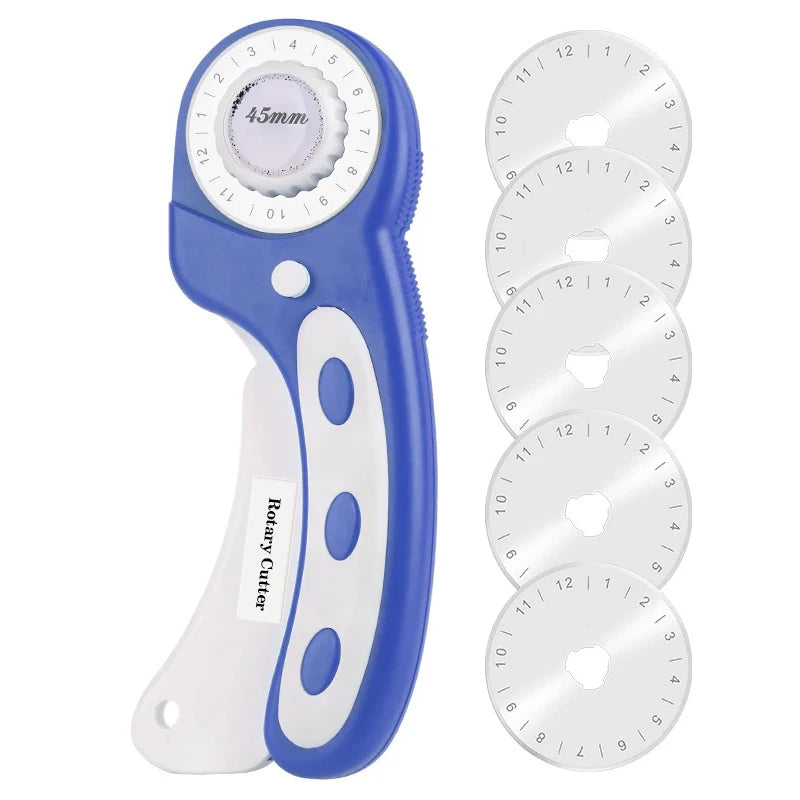 45mm Rotary Cutter with 5 Replacement Blades for Quilting and Sewing Fabric Cutting Tool Set