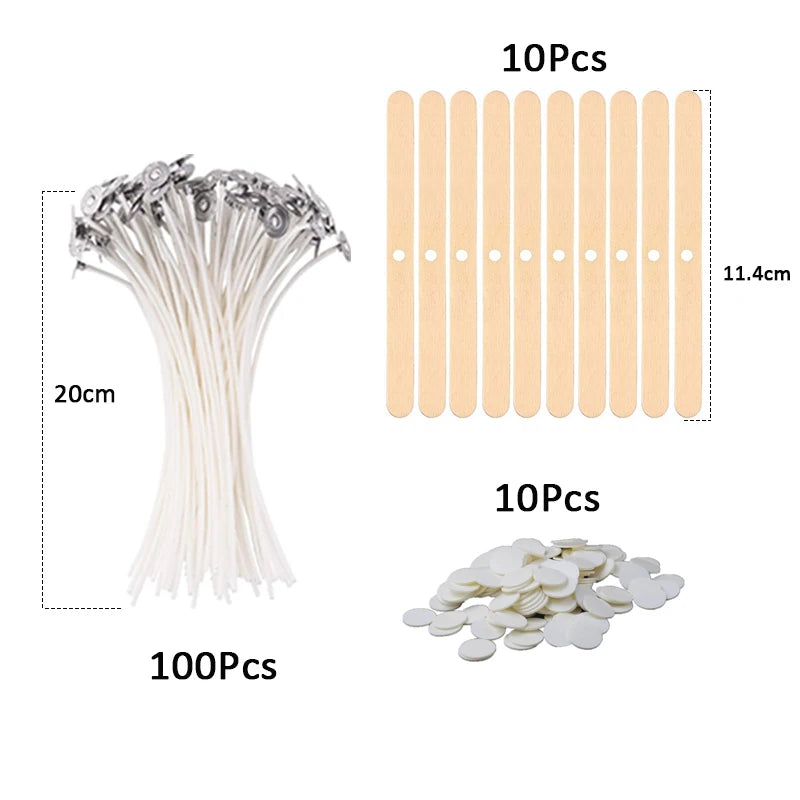 120Pcs Waxed Cotton Candle Wicks with Stand for DIY Candle Making Supplies