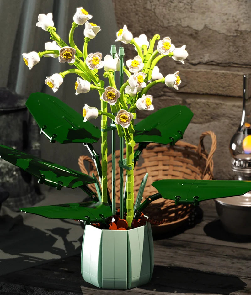 City Creativity Cymbidium Faberi Bonsai Potted Plant Building Block Set for Home Decoration and Kids Toys