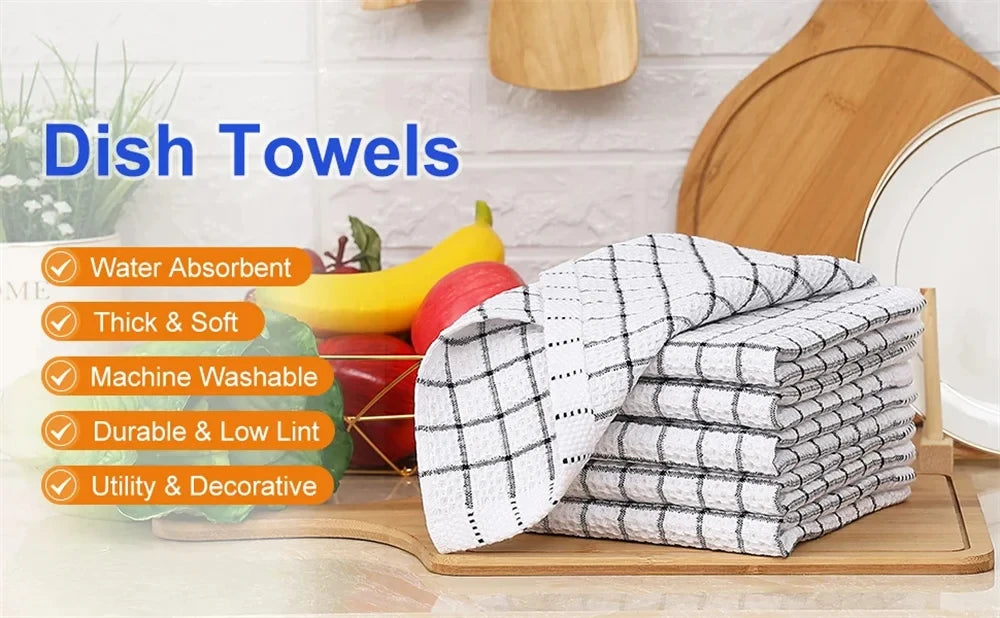 Olanly 100 Percent Cotton Kitchen Towel Super Absorbent Dishcloths for Home Cleaning and Washing Dishes