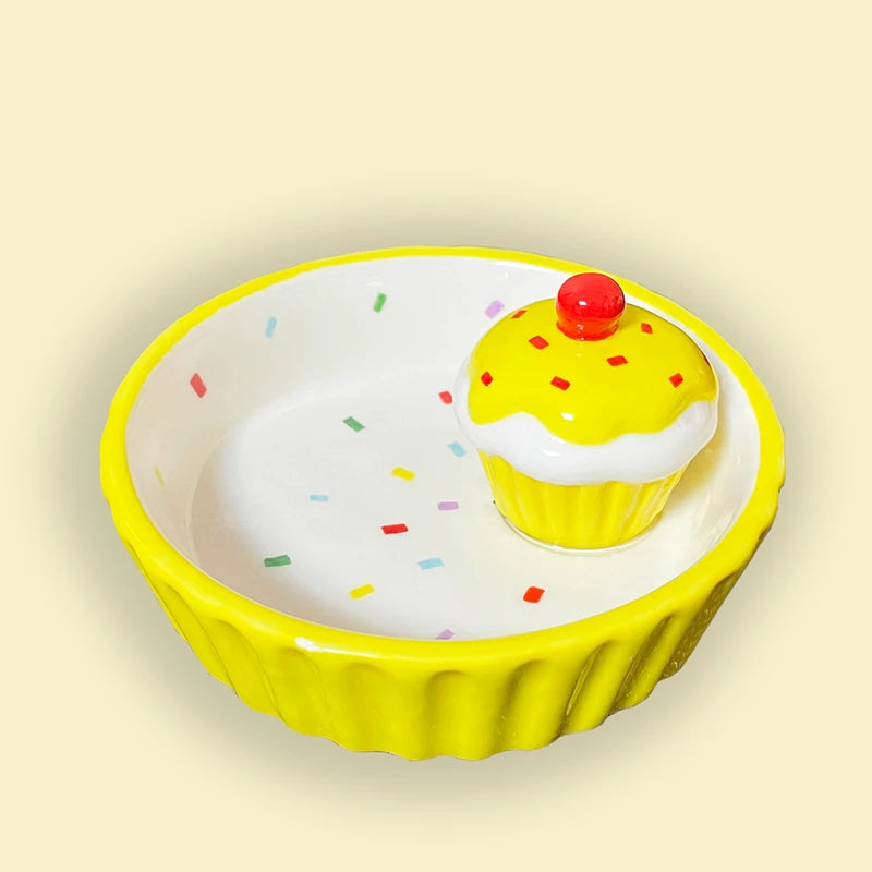 Ceramic Cake Hamster Bowl Small Pet Food Bowl for Home Use Multi-color Small Jewelry Box  Rabbit Feeder Parrot Supplies