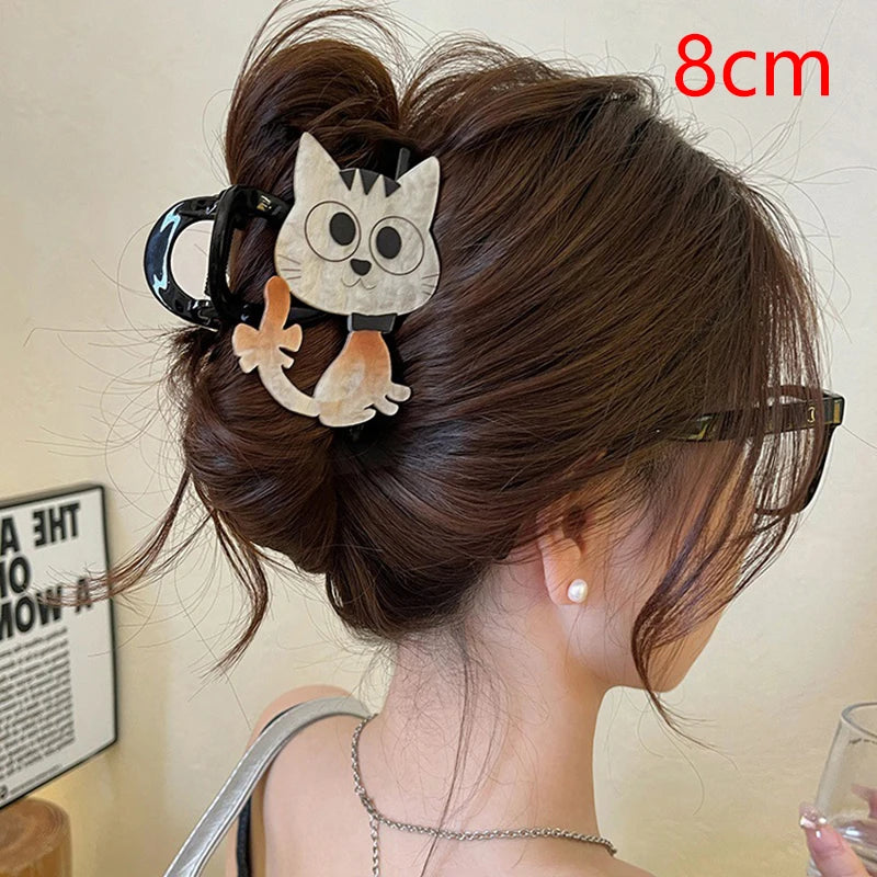 Cute Cartoon Cat Hair Claw For Women Girls Sweet Versatile Hair Clips Fashion Exquisite Shark Clip Kawaii Hair Accessories Gifts