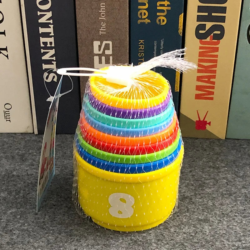 9PCS Set Funny Stacking Cups Toys for Kids Rainbow Learning