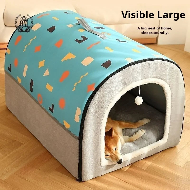 Oversized Dog Kennel Tunnel Warm Dog House Detachable Pet Sleeping Bed Semiclosed Pet Supplies Soft Non-slip Dogs Cats Kennel