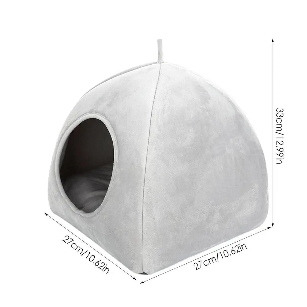 Covered Cat Bed Semi-Closed Pet Tent House Small Dog Puppy Sleeping Beds With Removable Washable Pillow Cushion Pad