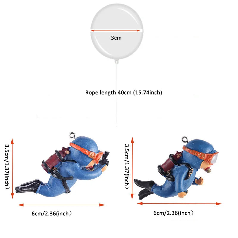 Fish Tank Decoration Resin Landscaping Small Ornaments Mini Diver Glow Aquarium Decor Floating Ball Aquarium Accessories