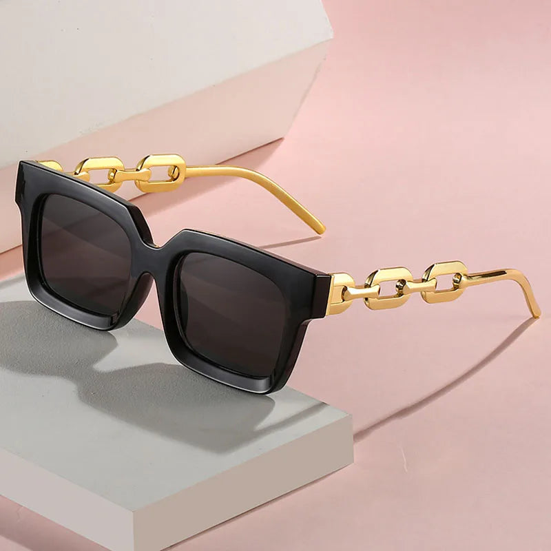 New Women's Square Chain Sunglasses UV400 Vintage Style