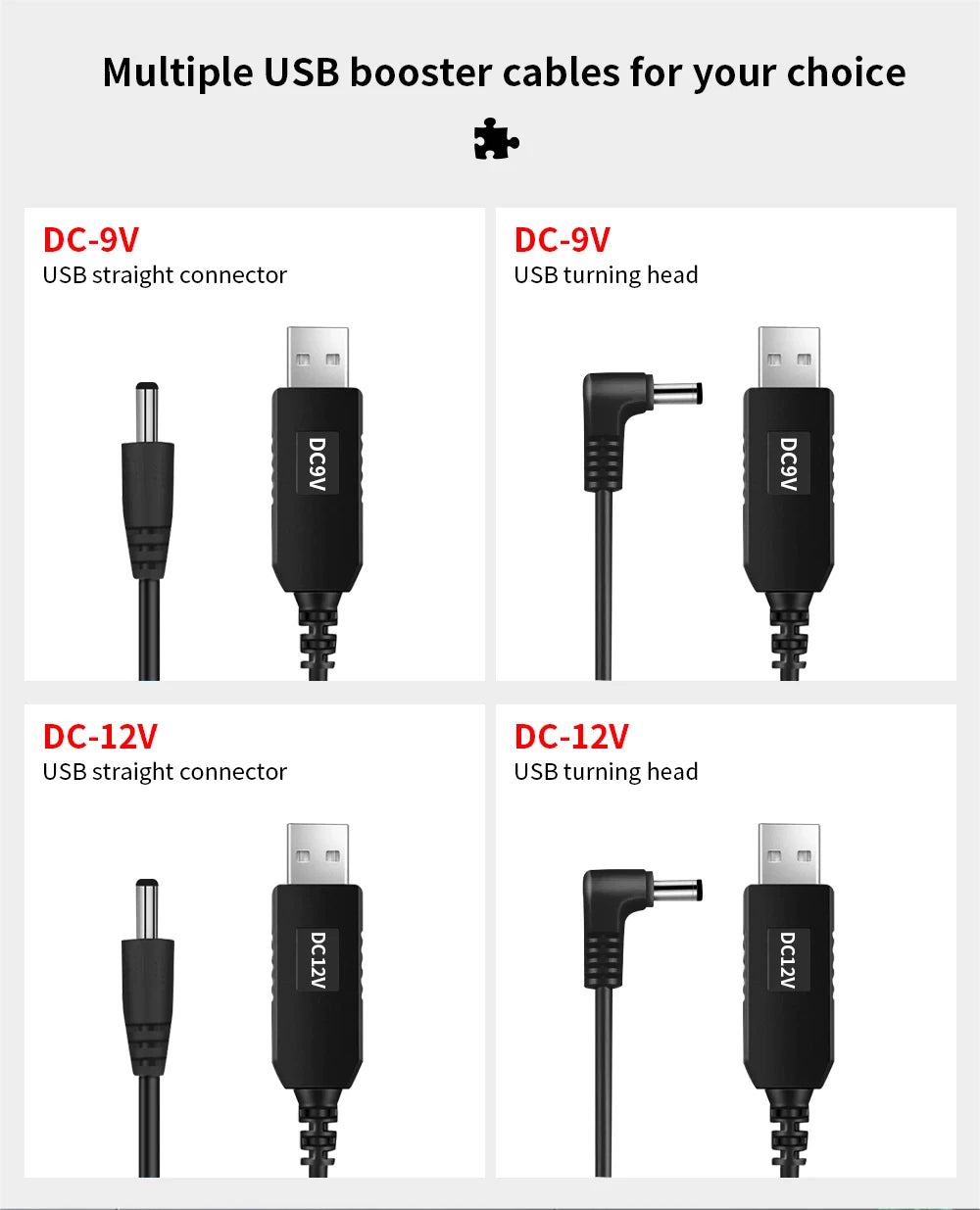 TISHRIC USB To DC 5.5/3. 5mm Plug 5V 9V 12V USB Power Boost Line USB DC Power Cable Adapter For Route WIFI Wire USB Connector