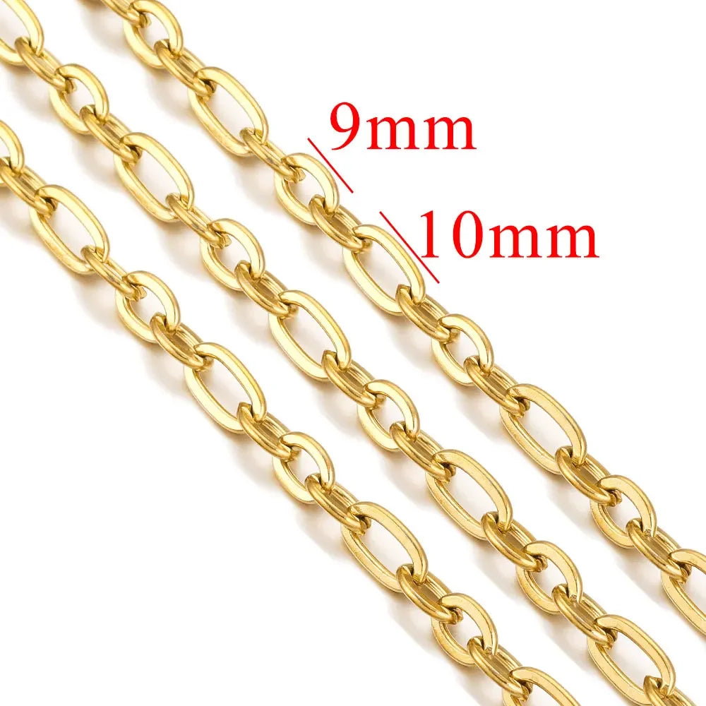 1 Meter Stainless Steel Chunky Hip Hop Gold Color Chains DIY Jewelry