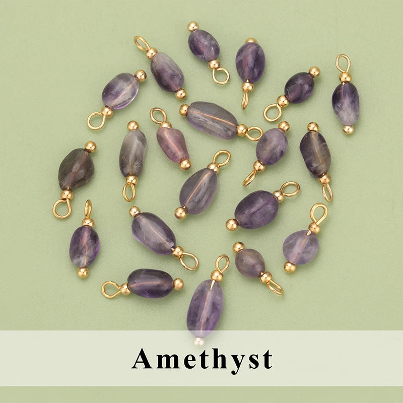 YEGUI C324S 20pcs Natural Stone Charms 18K Gold Plated