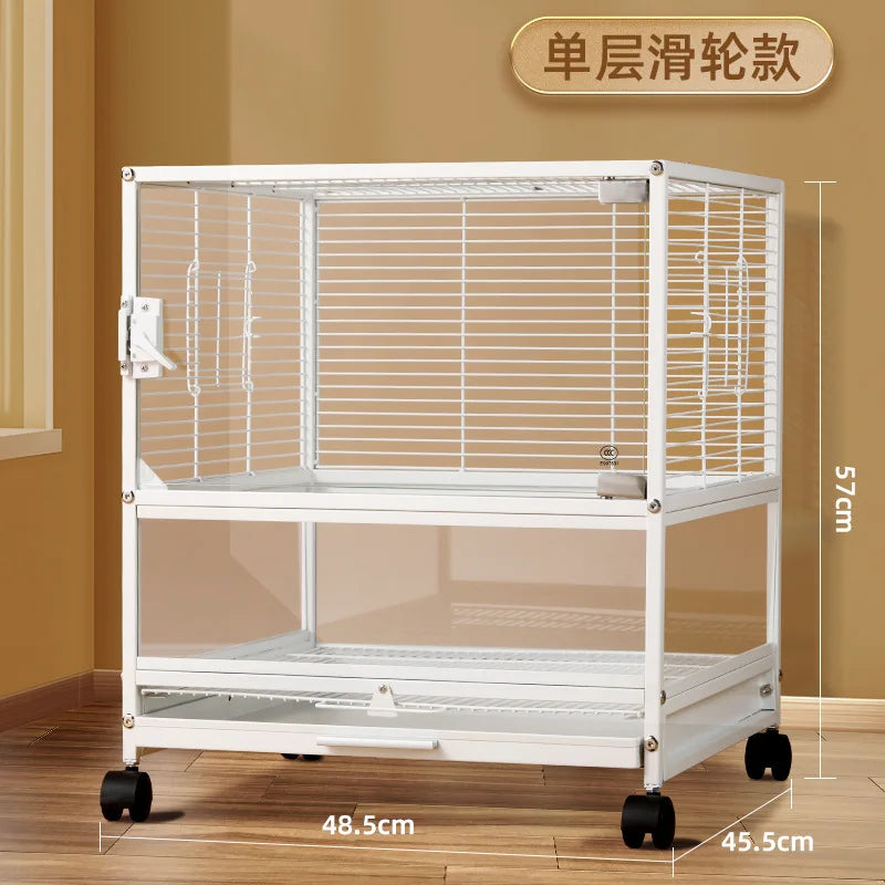 Horizontal silk double-layer bird cage parrot cage household three-layer palace grid breeding Xuanfeng extra large small