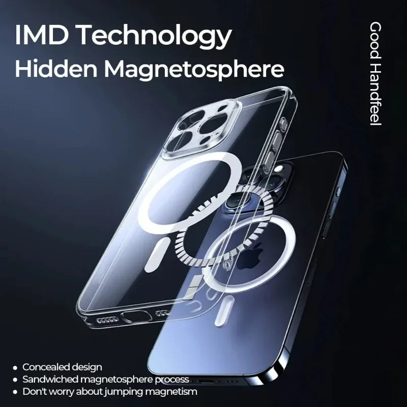 For Magsafe Original Transparent Silicone Case For iPhone 16 15 14 13 12 11 Pro Max Plus Phone Magnetic Wireless Charge Cover