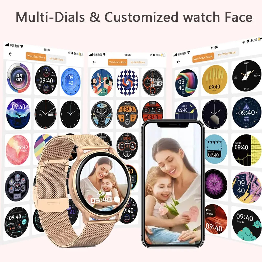 Bluetooth Call Smart Watch Women Fashion Watches Custom Dial Sport Fitness Health Tracker Smartwatch for Android IOS Y22