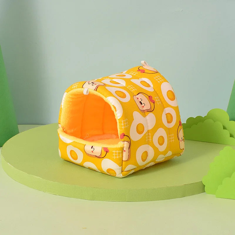 Cute Cartoon Bird parrot Mini Cage Guinea Pig Nest Small Animal Mice Rat Pet Sleeping Bed Hamster House Winter Warm Soft Mat
