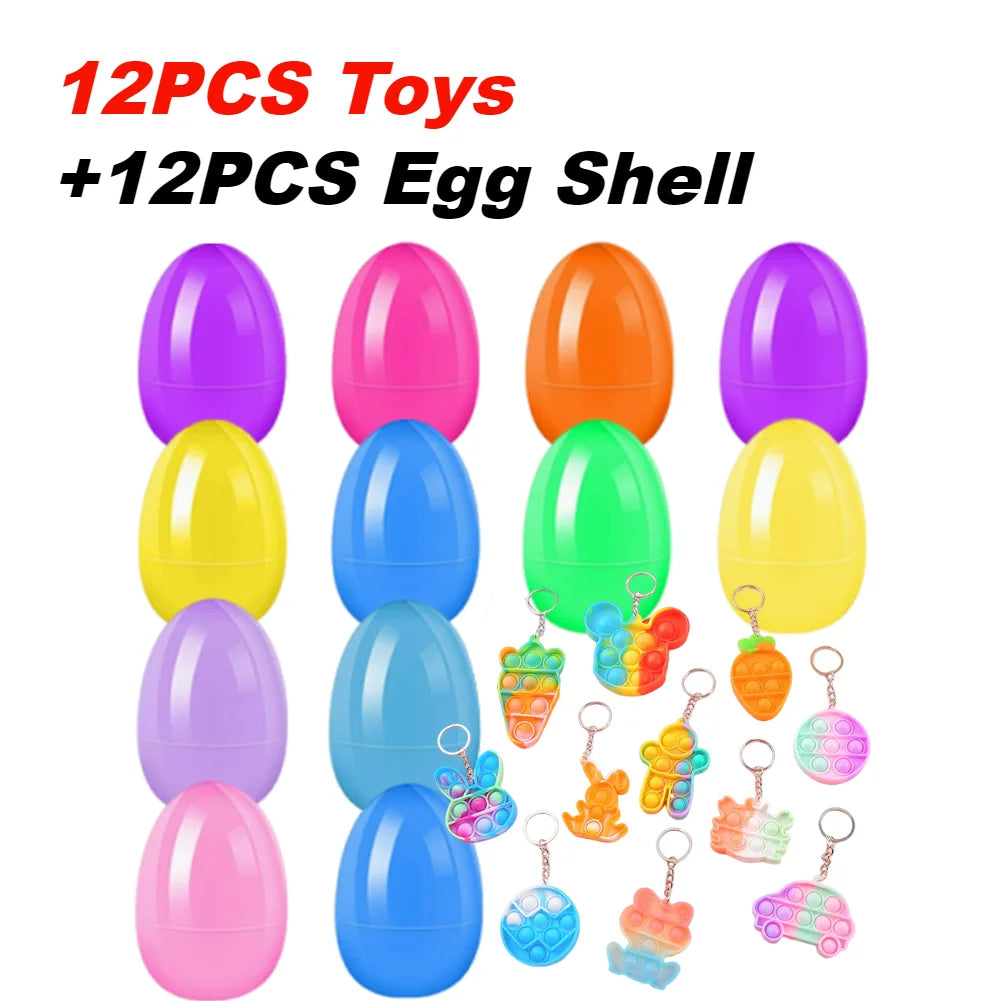 12/20/24/48Pcs Prefilled Easter Eggs with Plush Toys for Kids