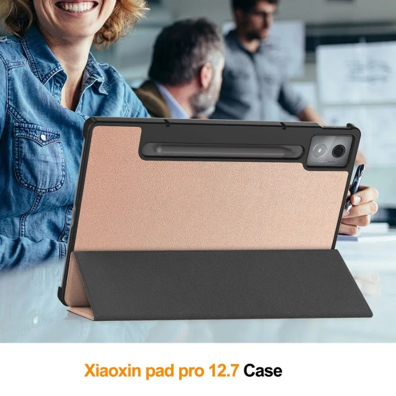 Smart Case for Lenovo Xiaoxin Pad Pro 12.7 Inch 2025 Folding Flip Stand with Auto Sleep Feature Tablet Cover