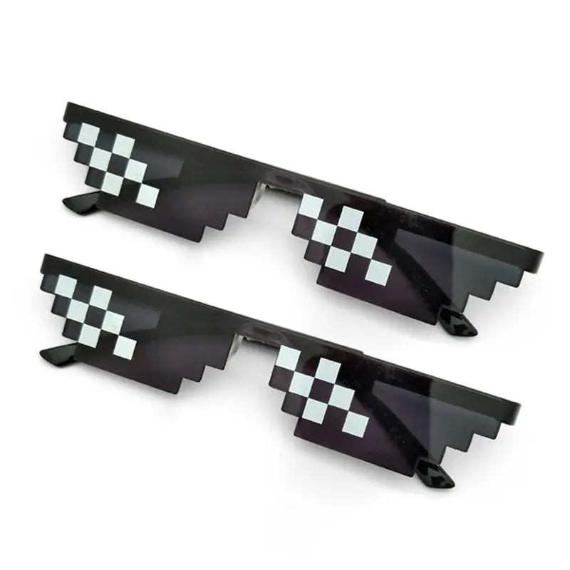 2Pcs Mosaic Sunglasses Vintage Pixelated Shades for Party