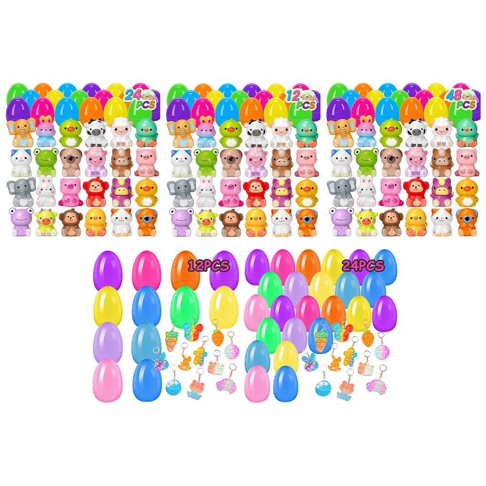 12/20/24/48Pcs Prefilled Easter Eggs with Plush Toys for Kids