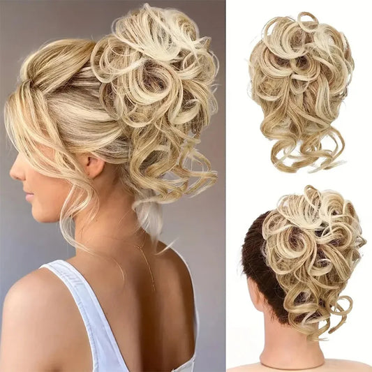 Messy Curly Donut Synthetic Hair Bun Updo With Elastic Band Hair Bun Hair Extension Piece Suitable For Women Hair Accessories