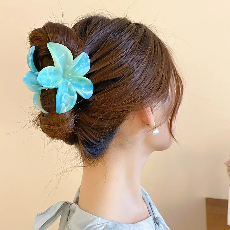 Summer Acrylic Flower Hair Clip for Women Marble Texture Hair Claws Clips Trendy Girl Hairpin Korean Hair Accessories Headwear