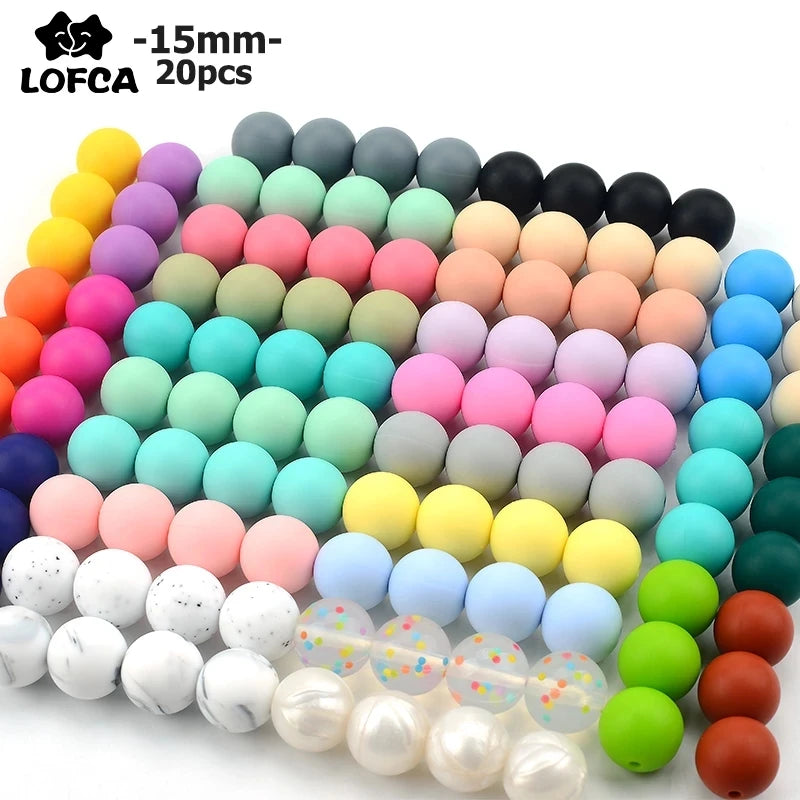 LOFCA 15mm Silicone Loose Beads 20pcs Safe Teether For Infants