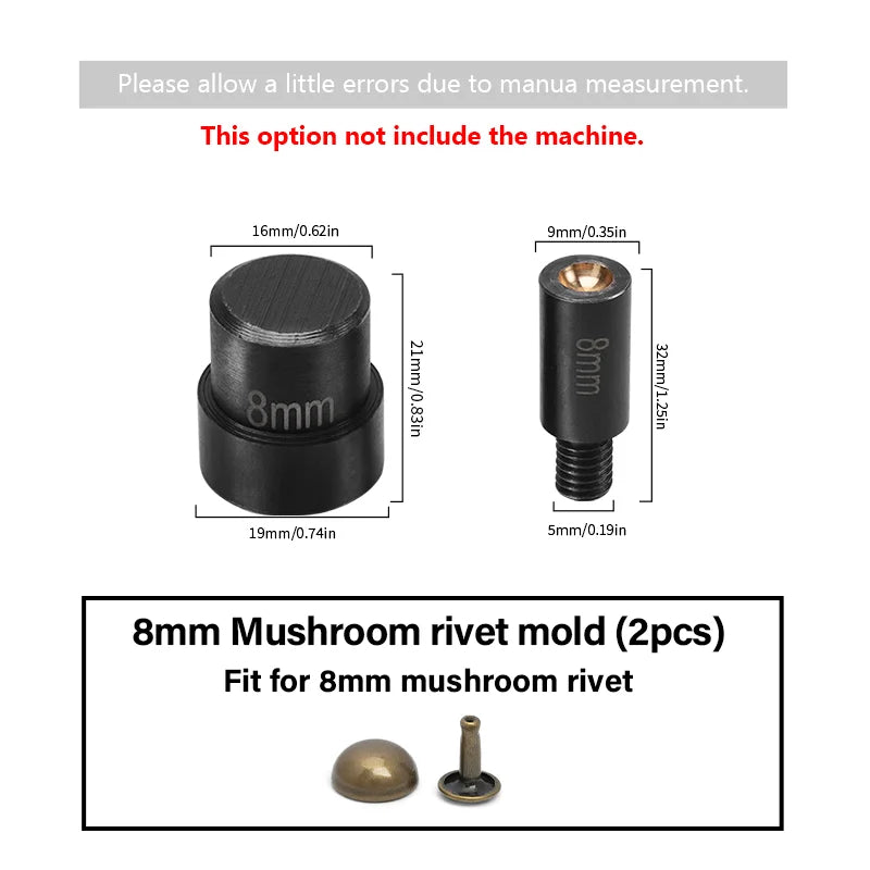 WUTA Manual Button Installation Tool for DIY Crafts Mute Punching Mushroom Rivets and Eyelets Hand Pressing Tool