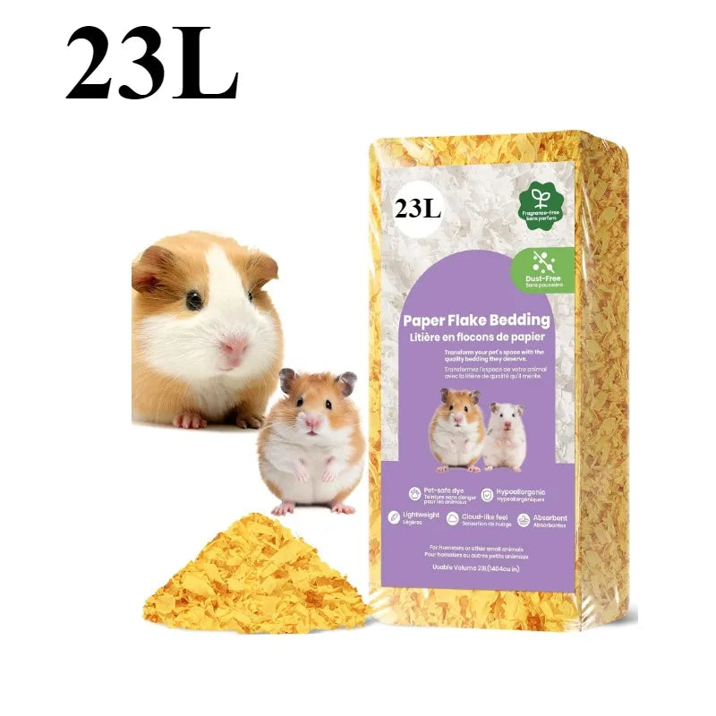 23L/50L Paper Small Pet Bedding Hamster Rabbits Guinea Pigs Odor Control Dust-Free Moisture Absorbent Natural Shavings Bedding