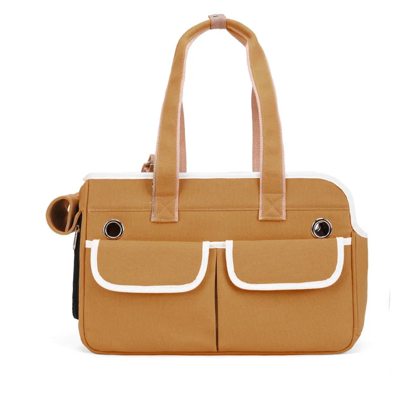 Crossbody Cat Bag Portable Pet Bag for Going Out Outdoor Breathable Canvas Handbag Foldable Dog Bag for Going Out