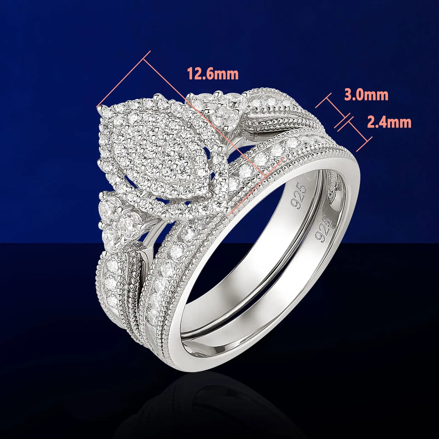 Newshe Halo AAAAA CZ Marquise Cluster Vintage Wedding Engagement Ring Set 925 Sterling Silver Rings For Women Bridal Jewelry