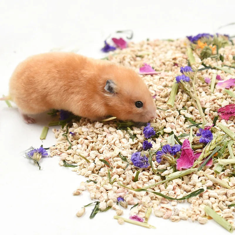 Pet Hamster Supplies Edible Crushed Corncob Flowers Mixture House Padding Rabbit Hedgehog Chinchilla Urine Sand