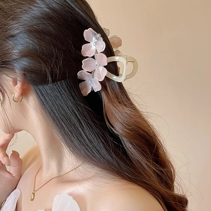 New Fashion Flower Hair Clip Women Elegant Non-slip Ponytail Clip Simple Versatile Bow Shark Clip Headdress Hair Accessories