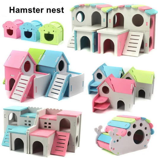 1 piece of barn rat playset, including wooden house, barn board toy, slide nest villa, golden bear house, eco-board bedroom