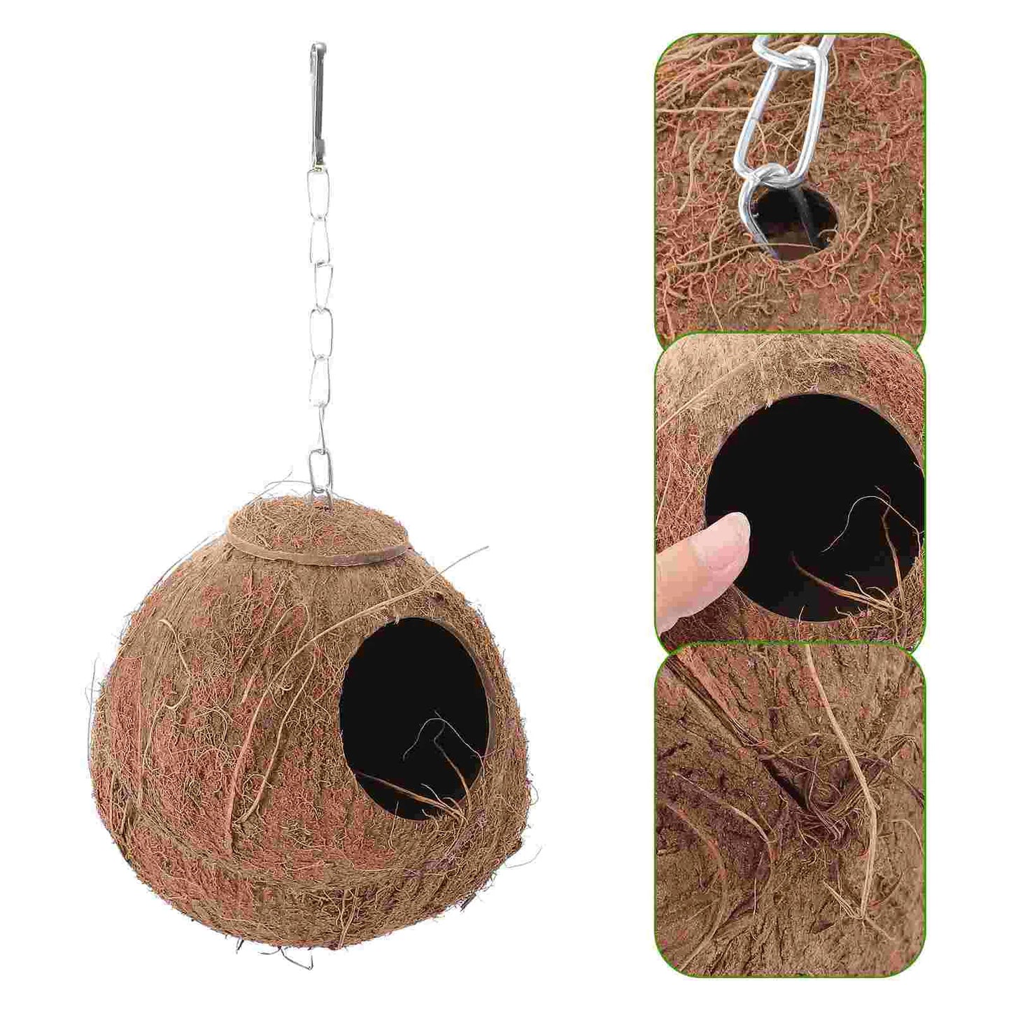 Coconut Shell Bird Nest Pet Parrot House Birds Toy Animals Biting Plaything Cages Natural Hamster  jaula palomas casa passarinho