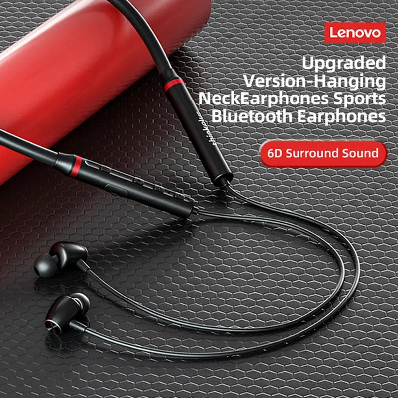 Auriculares Bluetooth originales Lenovo HE05X, auriculares impermeables, tapones para los oídos, sonido HIFI, banda para el cuello magnética, auriculares deportivos