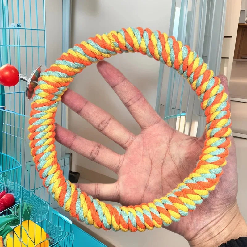 Bird Toy Durable Cotton Rope Multi-color Round Pet Parrot Standing Perches for Cockatiel Parrot Cage Toy Pet Bird Toy