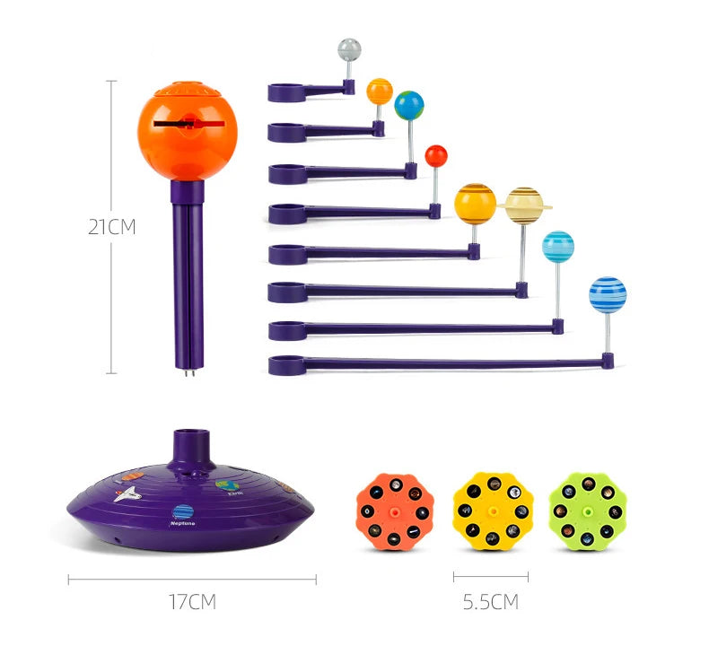 Solar System Planetary Model 8 Planets Set Educational Science Toy for Kids Rotating Projector Puzzle for Ages 6 to 12