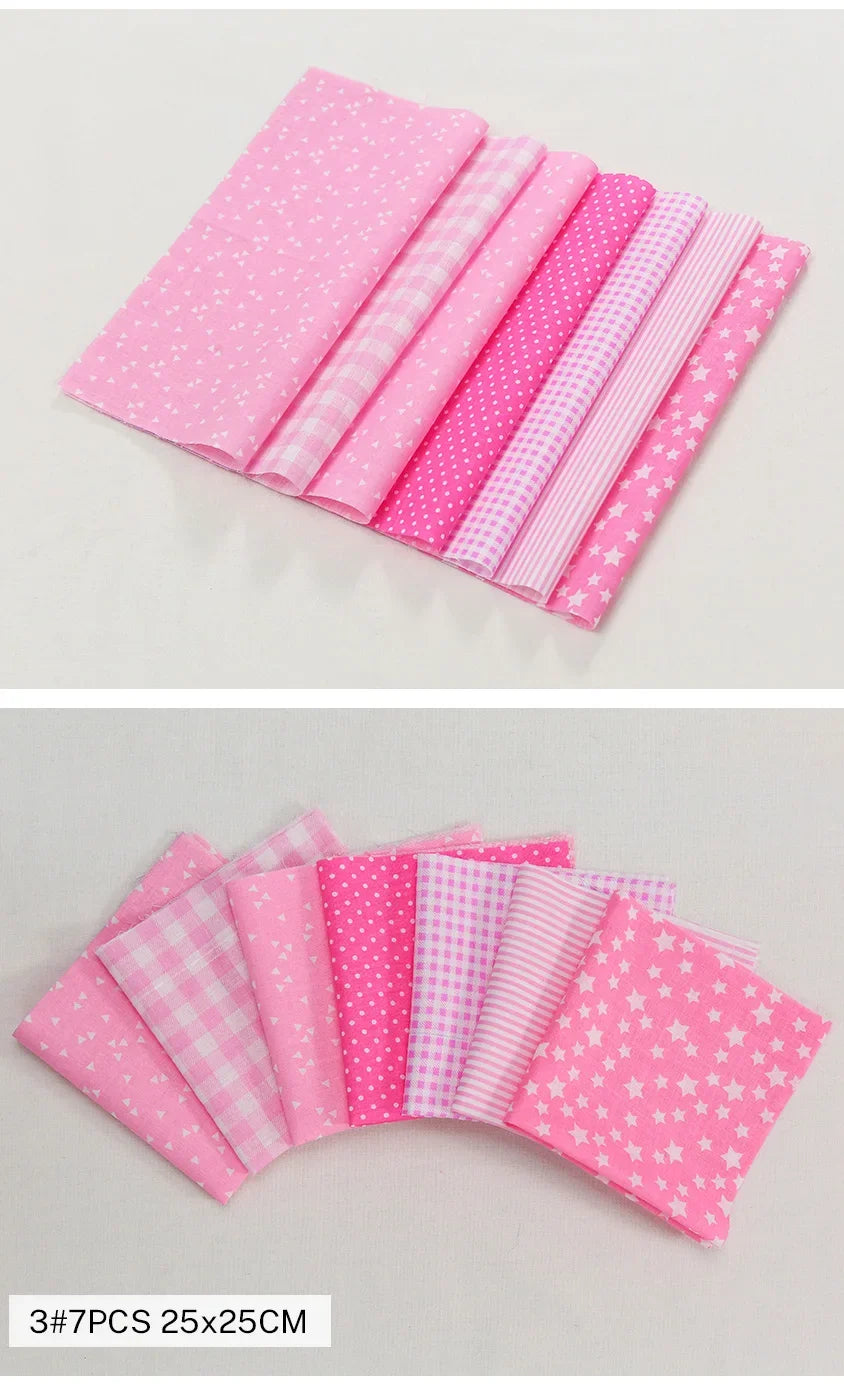 7 Pieces 25x25Cm Cotton Flower Fabric Printed Cloth for DIY