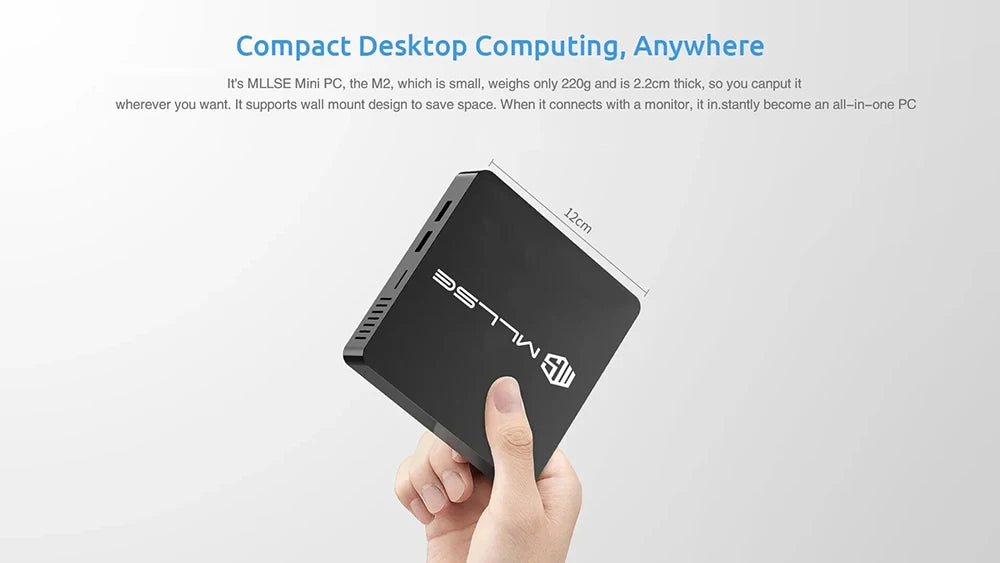 Computadora portátil de escritorio MLLSE M2 Mini PC Intel Celeron N3350 CPU 6G RAM 64G ROM USB3.0 Win10 WiFi Bluetooth 4.2